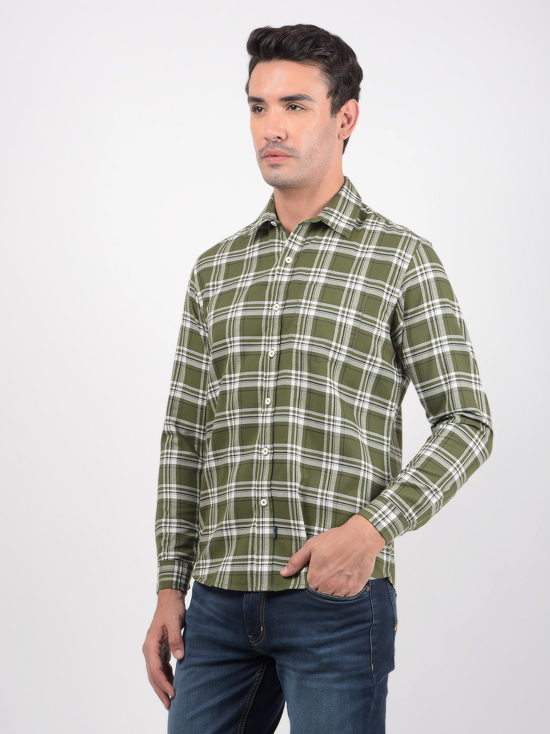 Numero Uno Men Checkered Green Shirt